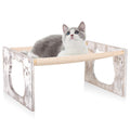 FEUFOAM Cat Beds Cute Wooden Swinging Cat Hammock Free-Standing Rustic White Elevated Cat Bed Couch Washable Breathable Pet Dog Cot for Indoors Outdoors All SeasonsDiamond Pattern