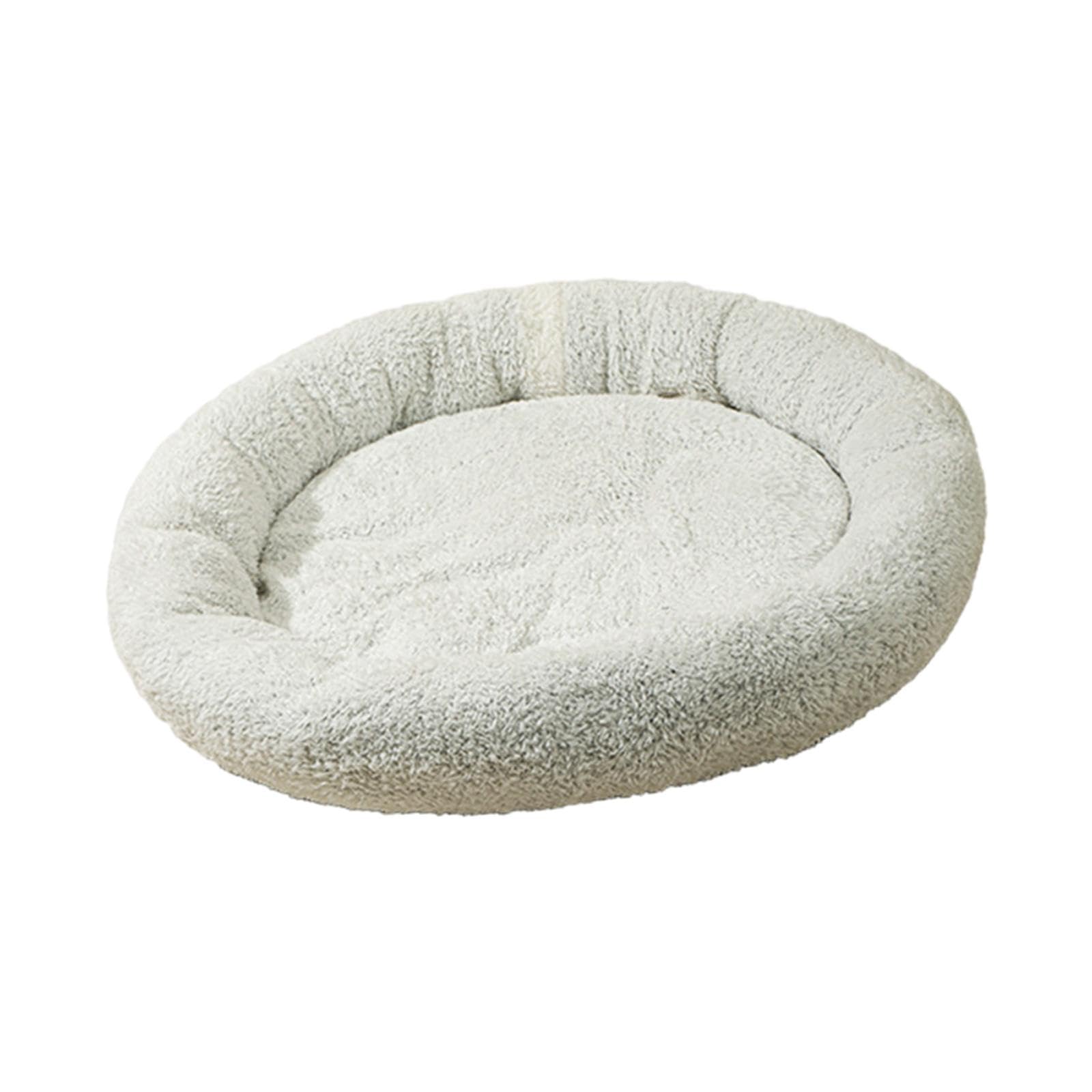Leefasy Plush Round Pet Bed Cat Bed Self Warming Cozy Snooze Indoor Cats Autumn Winter Sleeping Dog Beds Pet Cushion for Puppy Kitten Cats White