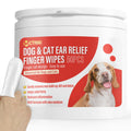 MCTRHG Dog Ear Wipes Finger Gently Remove Ear Debris Wax & Odor Soothing Cat & Dog Ear Cleaner Wipes for Stopping Ear Itching and Infections Natural Formula 50 Counts